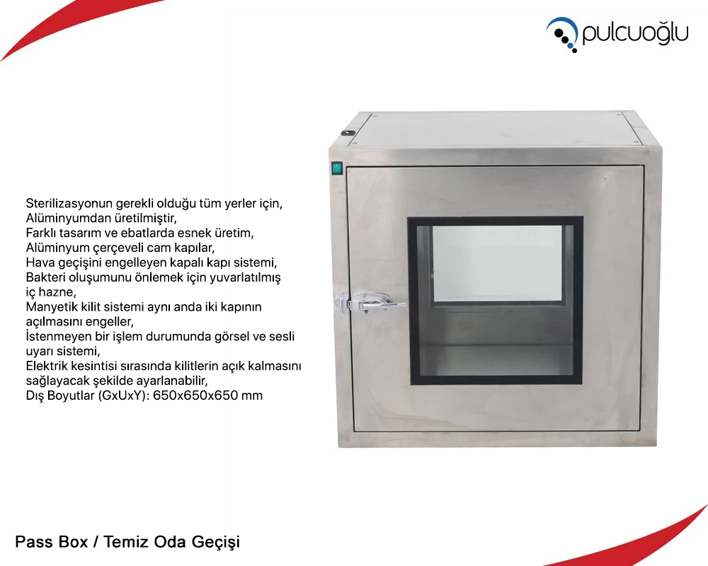 pass box, cleanroom pass box, temiz oda pass box, laboratuvar pass box, transfer kutusu, hava kilitli pass box, paslanmaz çelik pass box, statik pas box, dinamik pass box, laboratuvar cihazları, temiz oda geçişi